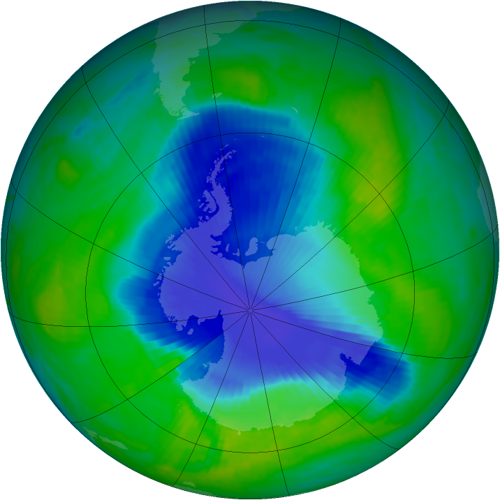 Antarctic ozone map for 04 December 1998